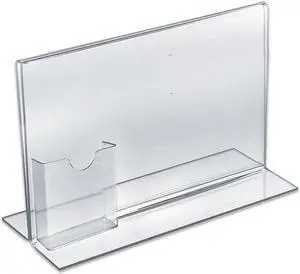 Azar Displays Acrylic Sign Holder with Attached Brochure Holder 10/Pack 252041