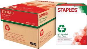 Staples 30% Recycled 8.5x11 Paper 32 lbs. 100 Bright 300/PK 368C-STP 