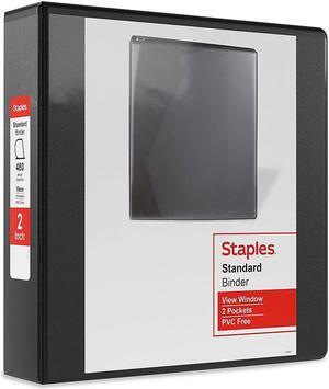 Staples Standard 2" 3-Ring View Binder Black (26443-CC) 82647