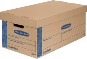 Bankers Box SmoothMove Prime Small Moving Boxes Lift Lid 24l x 12w x 10h Kraft/Blue 8/CT 0065901