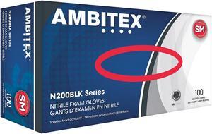 Ambitex N200BLK Series Powder Free Black Nitrile Gloves Small 214958