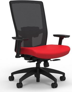 Union & Scale 500 Series Fabric Task Chair Ruby Red Adjustable Lumbar 2D Arms