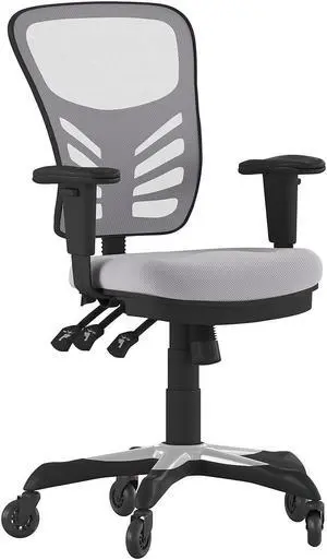 Flash Furniture Nicholas Ergonomic Mesh Swivel Executive Office Chair with Transparent Roller Wheels Gray (HL0001GYRLB)