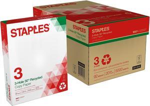 Staples 30% Recycled 8.5" x 11" Copy Paper 20 lb 92B 500/RM 10 RM/CT 112370 Staples 30% Recycled 8.5" x 11" Copy Paper 20 lb 92B 500/RM 10 RM/CT 112370