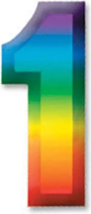 Multi-Color Plastic 3-D Number  1