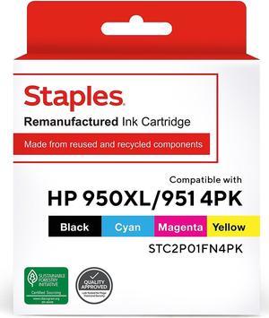 Staples ufactured Ink Cartridge Replacement for HP 950XLHP 951 Black Cyan Magenta Yellow Black HiYld 2472422