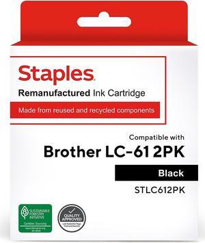 Staples ufactured Inkjet Cartridge Brother LC61 Black Twin Pack 1003990