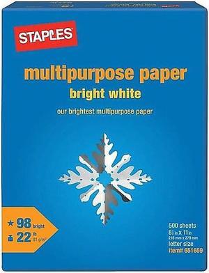Staples 8.5" x 11" Multipurpose Paper 22 lbs. 98 Brightness 500/RM (22098) 651659
