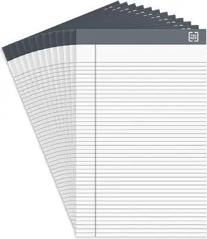 TRU RED Notepads 5" x 8" Narrow Ruled White 50 Sheets/Pad 12 Pads/Pack TR57360