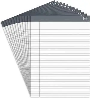TRU RED Notepads Narrow Rule White Sheets 8.5 x 11.75 50 Sheets 12/Pack TR57369