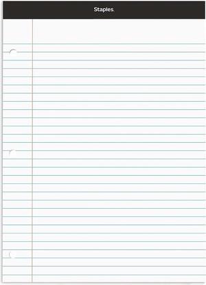 Staples Notepad 8.5" x 11.75" Narrow White 100 Sheets/Pad (13773/18579) 822759