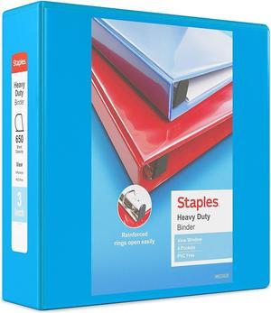3" Staples Heavy-Duty View Binder with D-Rings Light Blue 976042