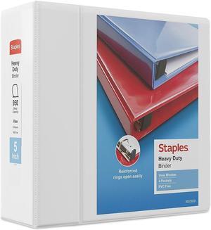 Staples Heavy Duty 5" 3-Ring View Binder White (24700) 82660