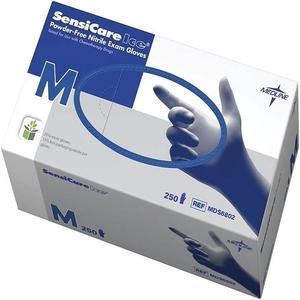 Medline Sensicare Ice Nitrile Exam Gloves Powder-Free Medium Blue 250/Box