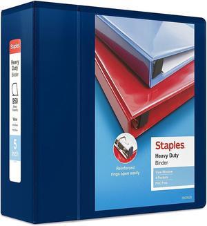 5" Staples Heavy-Duty View Binder with D-Rings Navy 976050