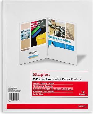 Staples 2-Pocket Laminated Folders White 10/Pack (13375-CC)