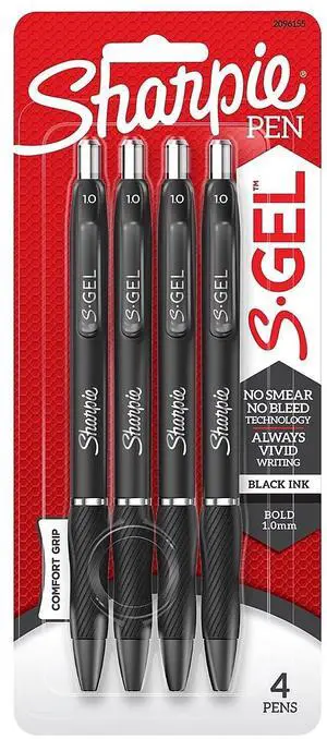 Sharpie S-Gel Retractable Gel Pen Bold Point Black Ink 4/Pack (2096155)