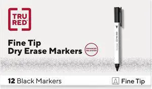 TRU RED Pen Dry Erase Markers Fine Tip Black 12/Pack (TR61435/TR54566)