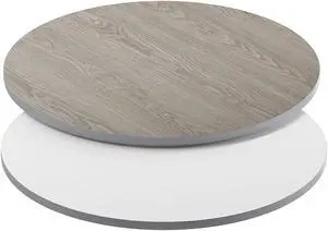 Flash Furniture Glenbrook 36" Round Table Top Reversible White or Gray (XURD36WHGY)