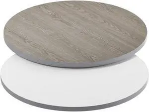 Flash Furniture Glenbrook 30" Round Table Top Reversible White or Gray (XURD30WHGY)