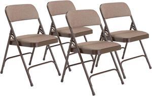 National Public Seating NPS 2200 Series Fabric Padded Premium Folding Chairs Russet Walnut 4 Pack (2207/4)
