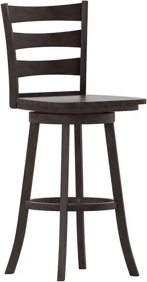 Flash Furniture Liesel Classic Solid Wood Ladder Back Barstool Gray Wash Walnut (ESUN31WS29GY)