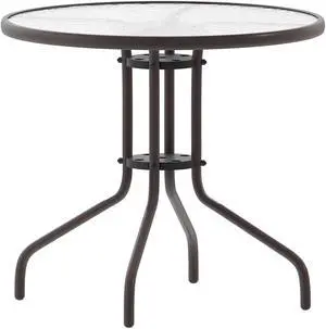 Flash Furniture Bellamy Round Tempered Glass and Metal Table 31.5" Bronze (TLH0702BZ)