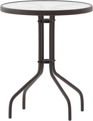 Flash Furniture Bellamy Round Tempered Glass and Metal Table 23.75" Bronze (TLH0701BZ)