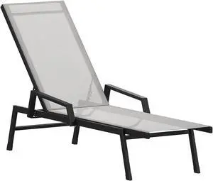 Flash Furniture Brazos Adjustable Chaise Lounge Chair with Arms Gray/Black (JJLC323BKGY)