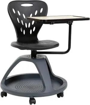 Flash Furniture Plastic Kids Mobile Desk Chair Black (YUYCX019BK)