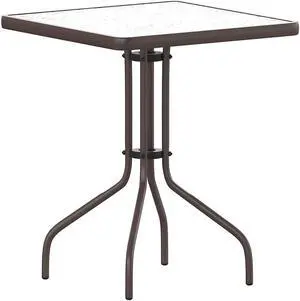 Flash Furniture Barker Square Tempered Glass and Metal Table 23.5'' Bronze (TLH073A1BZ)