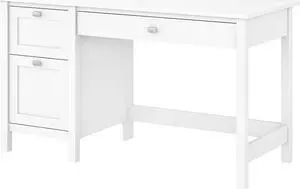 Bush Furniture Broadview 54" W Computer Desk Pedestal Pure White (BDD254WH-03)