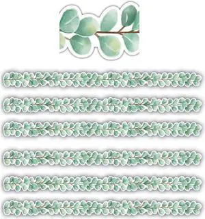Teacher Created Resources 35' x 2-3/4" Die Cut Border Trim Eucalyptus 35 Feet/Pack 6 Packs (TCR8686-6)