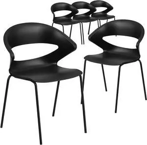 Flash Furniture HERCULES Series Plastic Stack Chair Black 5 Pack (5RUT4BK)