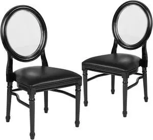 Flash Furniture HERCULES Series Resin King Louis Chair Black 2 Pack (2LEBBCMON) 2LEBBTMON
