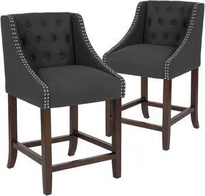 Flash Furniture Carmel Series Transitional Fabric Counter Height Stool Charcoal 2-Pieces (2CH182020T24BKF)