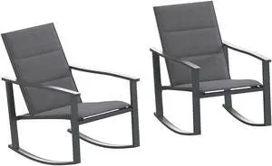Flash Furniture Brazos Outdoor Rocking Chairs with Flex Comfort Material Black 2/Pack (2FVFSC2315NBLK)