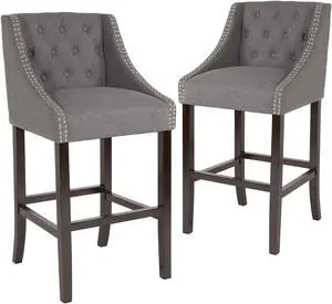 Flash Furniture Carmel Series Transitional Fabric Barstool Dark Gray 2-Pieces (2CH182020T30DGF)