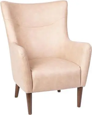 Flash Furniture Connor Faux Leather and Wood Wingback Accent Chair Light Brown (QYB235LTBR)