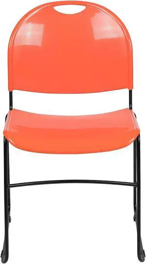 Flash Furniture HERCULES Series Plastic Ultra-Compact Stack Chair Orange/Black 5 Pack (5RUT188OR)