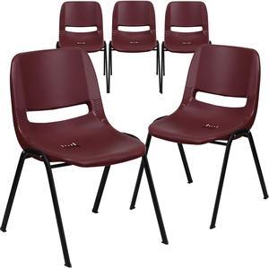 Flash Furniture HERCULES Series Plastic Shell Stack Chair Burgundy 5 Pack (5RUTEO1BY)