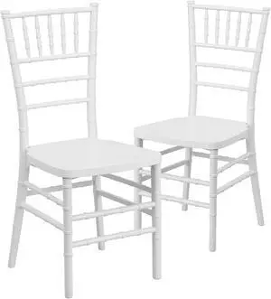 Flash Furniture HERCULES PREMIUM Series Resin Chiavari Chair White 2 Pack (2LEWHITE) 2LESILVER
