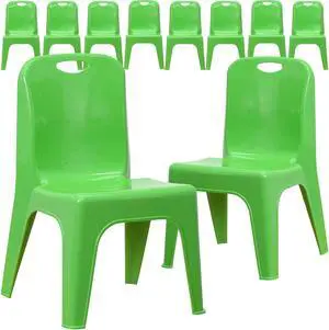 Flash Furniture Plastic Kids Stackable Chair Green 10-Pieces (10YUYCX011GREEN)