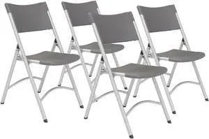 National Public Seating NPS 600 Series Heavy Duty Plastic Folding Chair Charcoal Slate 4 Pack (620/4)