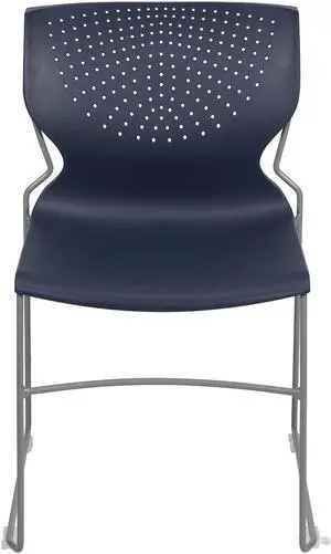 Flash Furniture HERCULES Series Plastic Full Back Stack Chair Navy/Gray 5 Pack (5RUT438NY)