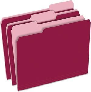 Pendaflex Colored File Folders 1/3 Cut Top Tab Letter Burgundy/Light Burgundy 100/Box 15213BUR