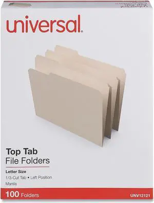 UNIVERSAL File Folders 1/3 Cut First Position One-Ply Top Tab Letter Manila 100