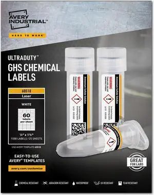 Avery GHS Chemical Labels 60UP 5BX/CT White 60518