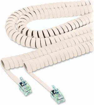 Softalk Coiled Phone Cord, Plug/Plug, 25 Ft., Beige 42260