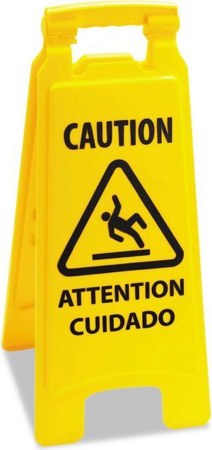 Boardwalk Caution Safety Sign For Wet Floors 2-Sided Plastic 11x1-1/2x26 Yellow 26FLOORSIGN
